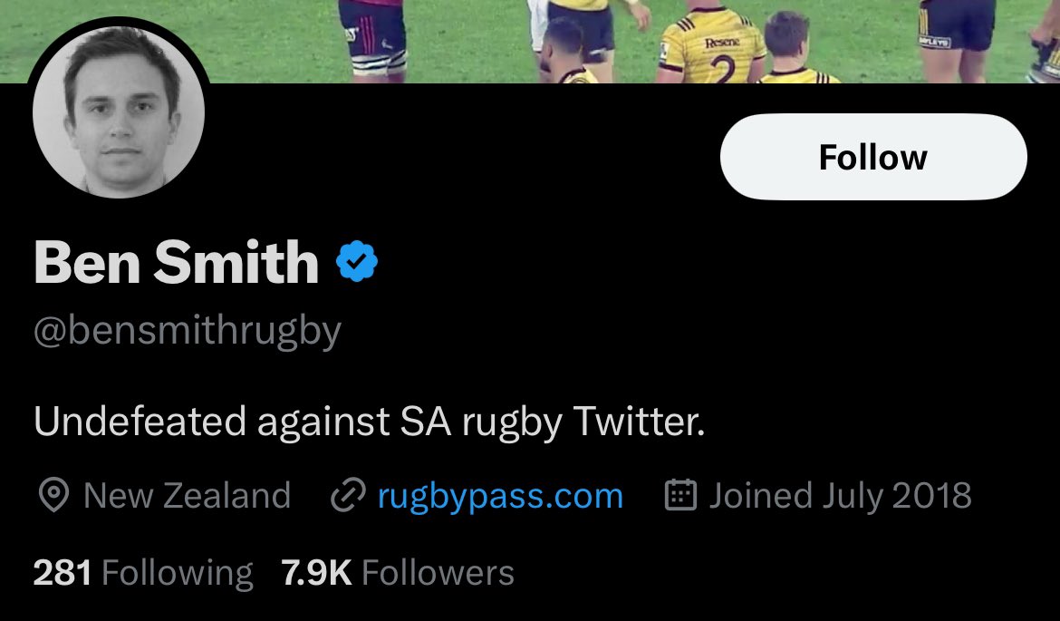 It's understandable why this Ben Smith hates the Boks so much. Since his troll account was created the Boks have 2 x Rugby World Cups 🏆 1 x Lions Series 🏆 1 x Record victory vs All Blacks (35-7) + U20 Boks are on a 4 match unbeaten run vs U20 All Blacks. 'Undefeated' Ben?