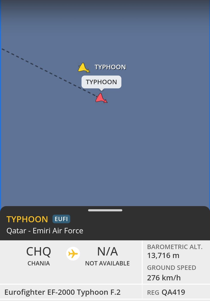 القوات الأميرية القطرية تستلم طائرتان حربيتين من نوع  Eurofighter EF2000 Typhoon F2 هما الآن في طريقهما إلى قطر.
#Qatar
#Eurofighters