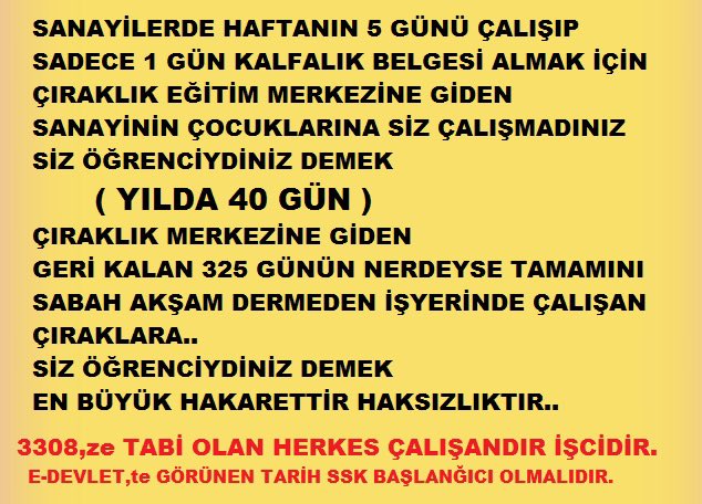 Çocukluğu Elinden Alınanlar Soruyor ADALET NERDE‼️ @RTErdogan @eczozgurozel @ekrem_imamoglu @rprefahpartisi @meral_aksener @erkbas @zaferpartisi @umitozdag @ErbakanFatih @B_Palandoken Önce Çıraklara Tam Sigorta Sonra Anayasa #StajÇıraklıkSigortasıDevletinZirvesinde