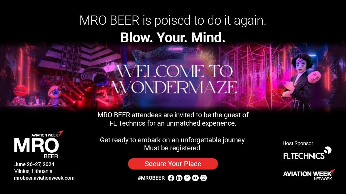 Get ready to have your mind blown again by your MRO BEER Host Sponsors! 🚀 Join #FLTechnics as their special guest for an evening of indulgence and unparalleled experiences at the incredible WonderMaze Affair. Register today >> utm.io/ugxOq #MROBEER #AviationWeek