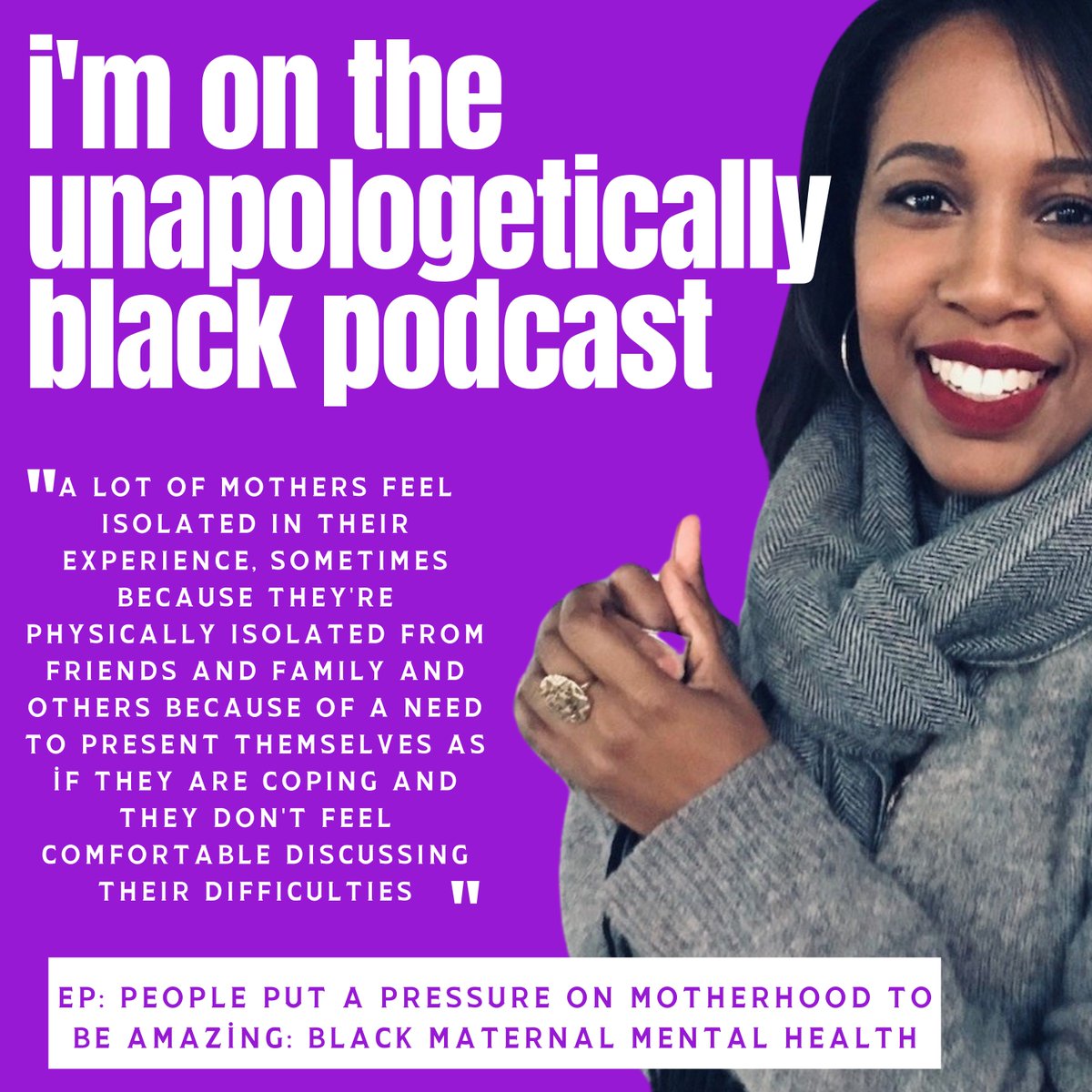 Today's the day. You can listen to Dr Jamila Carey's interview with the Unapologetically Black Podcast here: open.spotify.com/show/0RDuMYuVp… #MaternalMentalHealthWeek @DopeBlackwomen