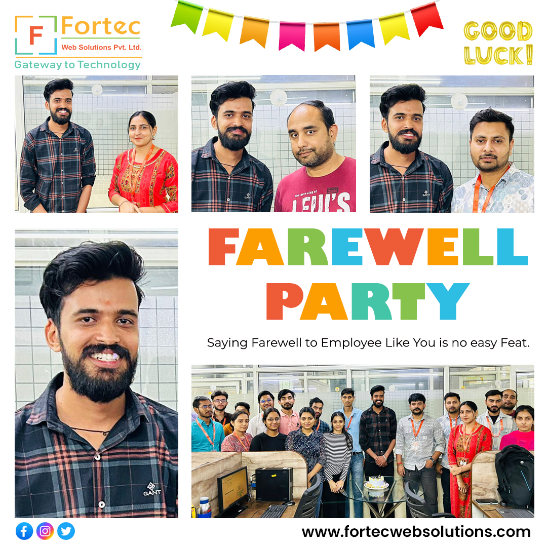 'Saying goodbye to a valued member of our team 🌟 Wishing Mr Shivam all the success on their new journey! 🚀
.
.
.
#Farewell #NewBeginnings #Goodbye #BestWishes #Teamwork #ThankYou #Gratitude #Success #MovingOn #FarewellParty #OfficeLife #Memories #PartingWays #BestTeam