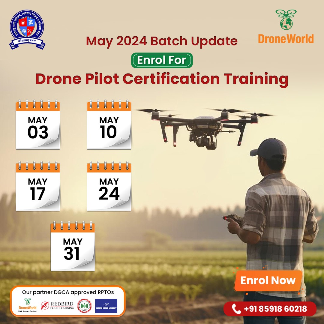 Eager to take your drone flying skills to the next level and become a certified pilot? Don't miss out on DroneWorld's May batch! We'll help you turn your passion for flight into a rewarding career.