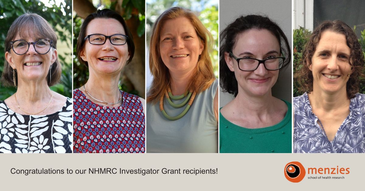 We’re proud to announce that 5 Menzies researchers have each been awarded @nhmrc Investigator Grants. Congratulations to @cre_ichear, @LMapleBrown, @KThriemer, @TNoutsos and Beth Temple!
Read more: bit.ly/4domzZe