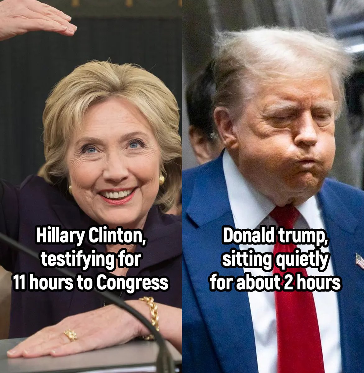 Good morning and Happy Thursday to everyone who remembers that Hillary Clinton was smiling and breaking out yoga poses during her 11 HOURS OF TESTIMONY, but trump was huffing and puffing and napping after less than 2 hours in a chilly room. He has no STA-MI-NA.