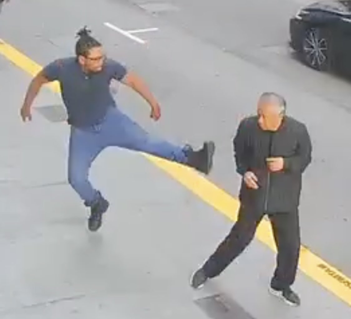 Thanks @friscolive415 for the screenshot of the big coward attacking two Asian elders in downtown San Francisco.