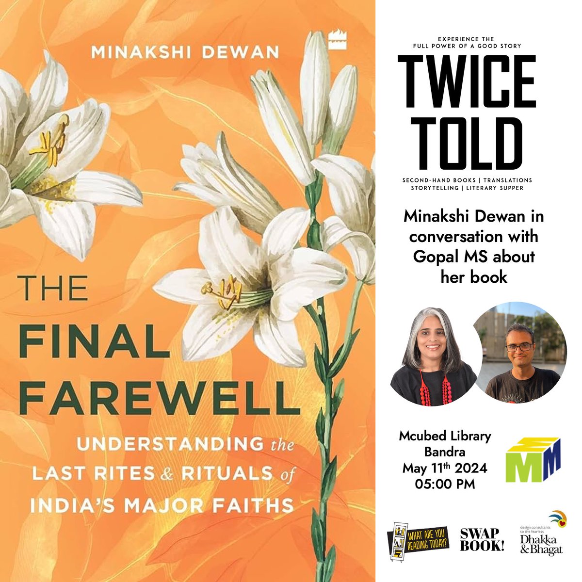Friends in Mumbai, super delighted to be doing a book talk on 11th May in Bandra at 5 pm. I will be in conversation with the amazing @SloganMurugan, Gopal MS. Please Join.
@HarperCollinsIN
Entry is free but please register.
insider.in/twicetold-with…