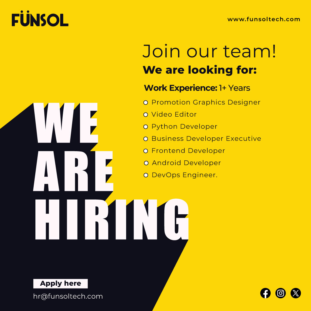 Hiring Alert! ⚠

Apply diligently and bring your dreams to life by joining our team. 

#hiring #team #onboarding #jointeam #experience #joining #technologies #funsol #marketing #development #techcommunity #technology #techpool #islamabad