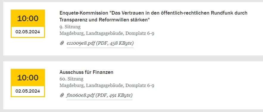 Im Landtag von #SachsenAnhalt tagen heute zwei Gremien: die Enquete-Kommission zum #ÖRR und der Ausschuss für #Finanzen. Beide tagen wie gewohnt öffentlich. #ltlsa