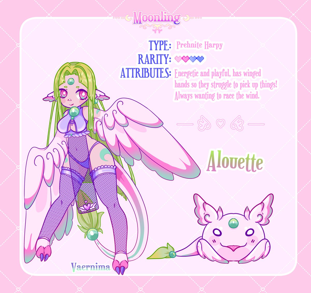 I designed a lil moonling for @FIYUNAE event and had a blast with the event and seeing everyone else's design!🩷🥹 So without further adieu meet Alouette! Thank you Fiyu for such a fun event!! 🥺👉👈🩷