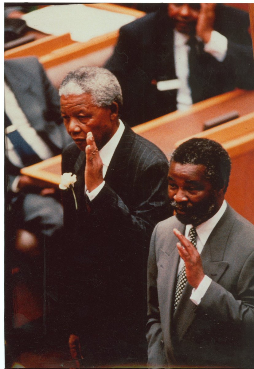 #ThrowBackThursday Mr Nelson Mandela and Mr Thabo Mbeki taking the Oath of Office as members of @ParliamentofRSA #30YearsOfDemocracy