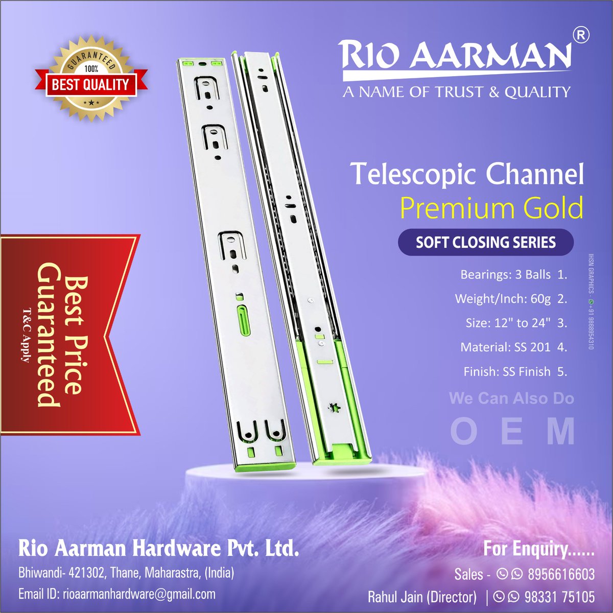 Expand your reach effortlessly with '𝐑𝐈𝐎 𝐀𝐀𝐑𝐌𝐀𝐍's telescopic channels: Precision in Motion.

#RioAarmanHardware #slimtandembox #channels #TelescopicSlides #DrawerSlides #TelescopingSlides #HeavyDutySlides #TelescopicDrawerSlides #BallBearingSlides #DrawerHardware #ihsn
