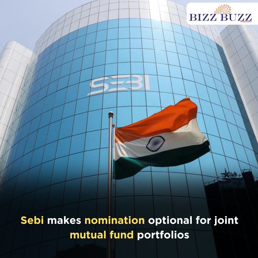 Capital markets regulator Sebi on Wednesday made the nomination optional for jointly-held mutual fund accounts in a bid to promote ease of doing business.

Check out the full story : bizzbuzz.news/markets/sebi-m…

#sebi #mutualfunds #fundmanagement #nomination #regulations