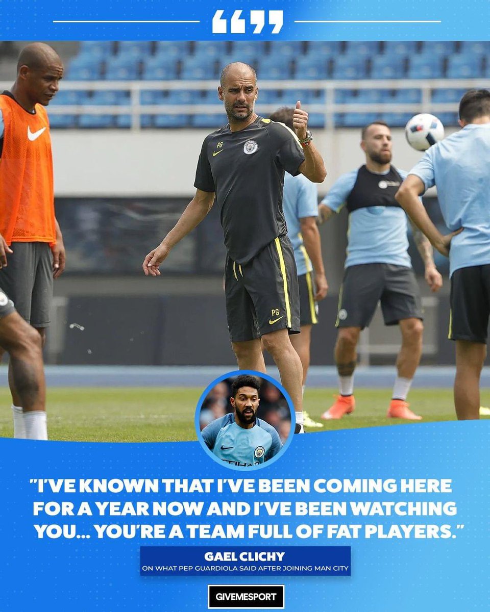 What Pep Guardiola said to the Man City players when he joined Man City in 2016.