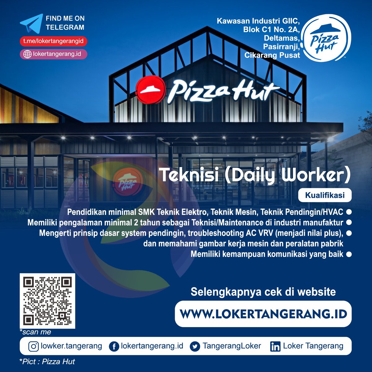 Lowongan Pizza Hut

Untuk Informasi lebih lengkap dan pendaftaran silahkan cek di website lokertangerang.id

Info lebih update silahkan gabung ke channel telegram t.me/lokertangerang…

Link Pendaftaran : lokertangerang.id/2024/05/teknis…

#lokertangerang #lokerjakarta