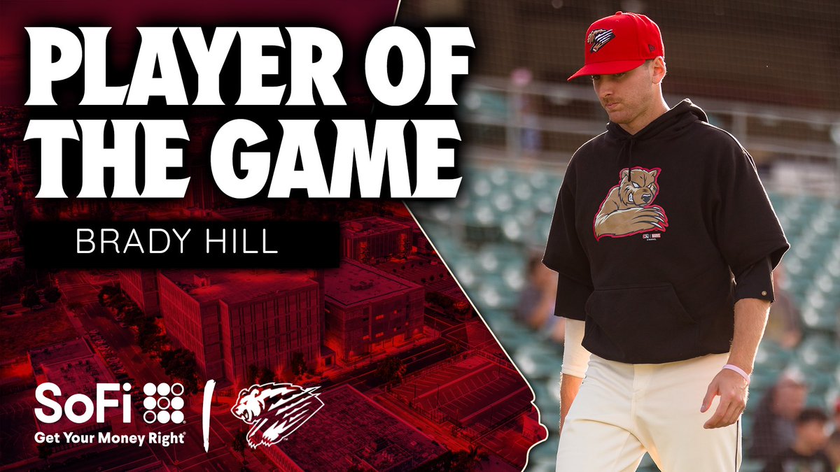Congratulations, tonight’s @SoFi Player of the Game, @brady_hill0910! Hill struck out 3 over 2.1 scoreless innings of relief in Game 2 of our Doubleheader. SoFi. Get Your Money Right.