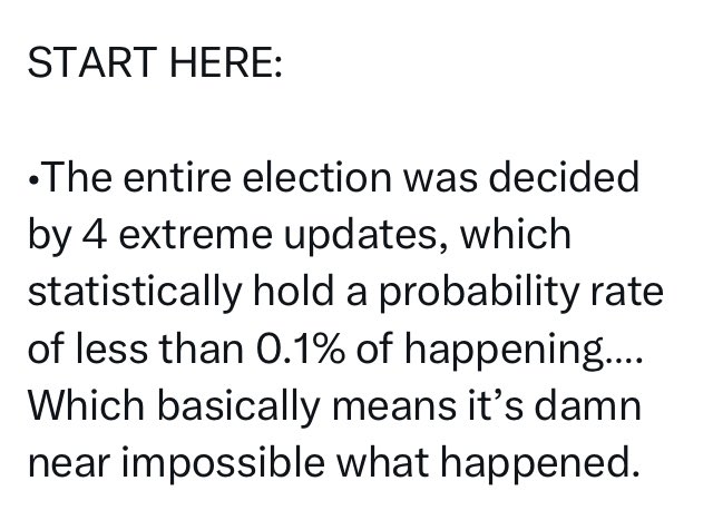 @MJTruthUltra @EJ3ts0n @srl OMG your “do your own research” thread would get an F in a 4th grade classroom. I cant believe i am wasting my time on this frankly, so lets start with your first point which is easily explained (even Steve Bannon knew this was going to happen). Your “updates” and large shifts in…