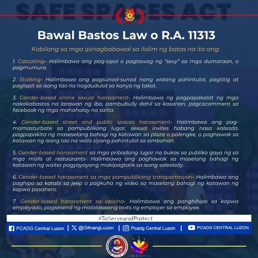 Prohibited under the law RA 11313 or 'Safe Space Act'

#BagongPilipinas #ToServeandProtect #PcadgCentralLuzon #PhilippineNationalPolice #psbalita #PCADGgitnangLuzon
@GitnangLuzon
@GitnangPcadg
@PcadgCentralLuz
@PCADGCentralLuzon
PCADG Central Luzon