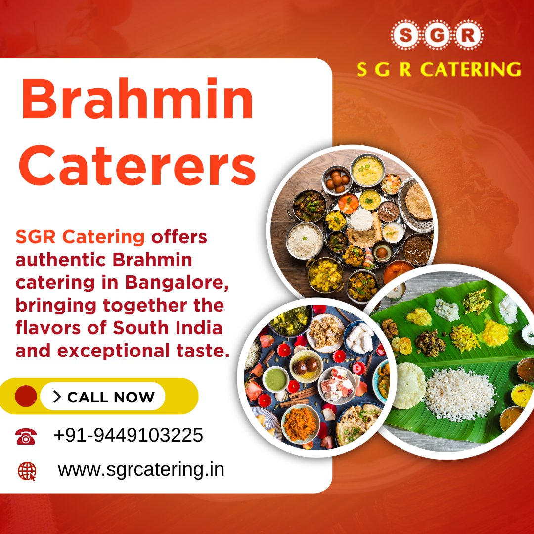 SGR Catering, a premier Brahmin caterer in Bangalore, invites you to indulge in the divine flavors of tradition. 
#sgrcatering #malleswaram #banaglore #karnataka #brahmincaterers #divinedining #traditiontastes #culturalcuisine #brahminfeast #vegetariandelights #sacredspices