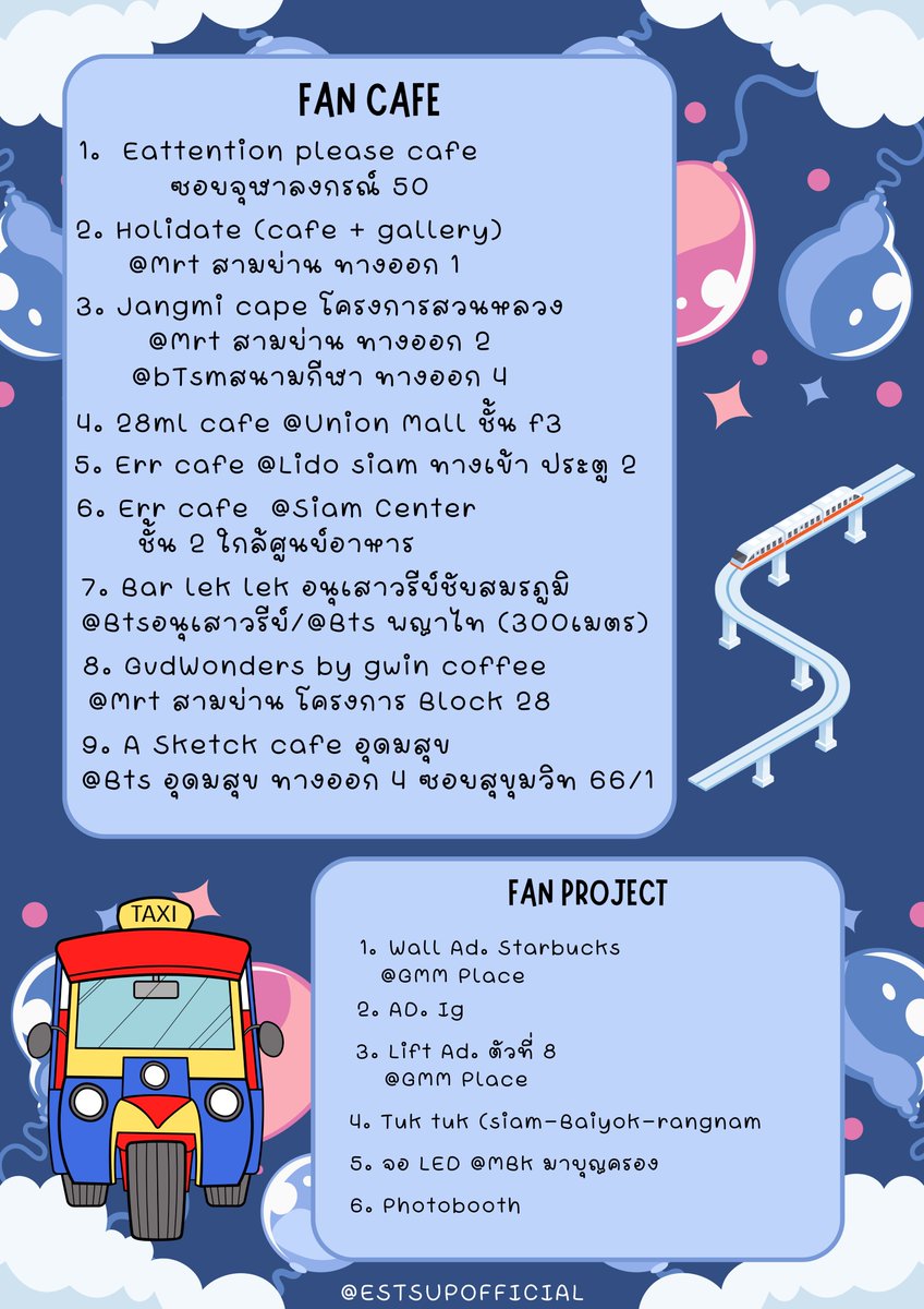 เธรดรวบรวมคาเฟ่และแฟนโปรเจกต์ “𝐄𝐒𝐓 𝐒𝐔𝐏𝐇𝐀 𝐁𝐈𝐑𝐓𝐇𝐃𝐀𝐘 𝟐𝟎𝟐𝟒” 🎂✨ @EstRvp 🦈💙 #EstSuphaBDproject2024 #est_rvp #estsupha #เอสศุภ