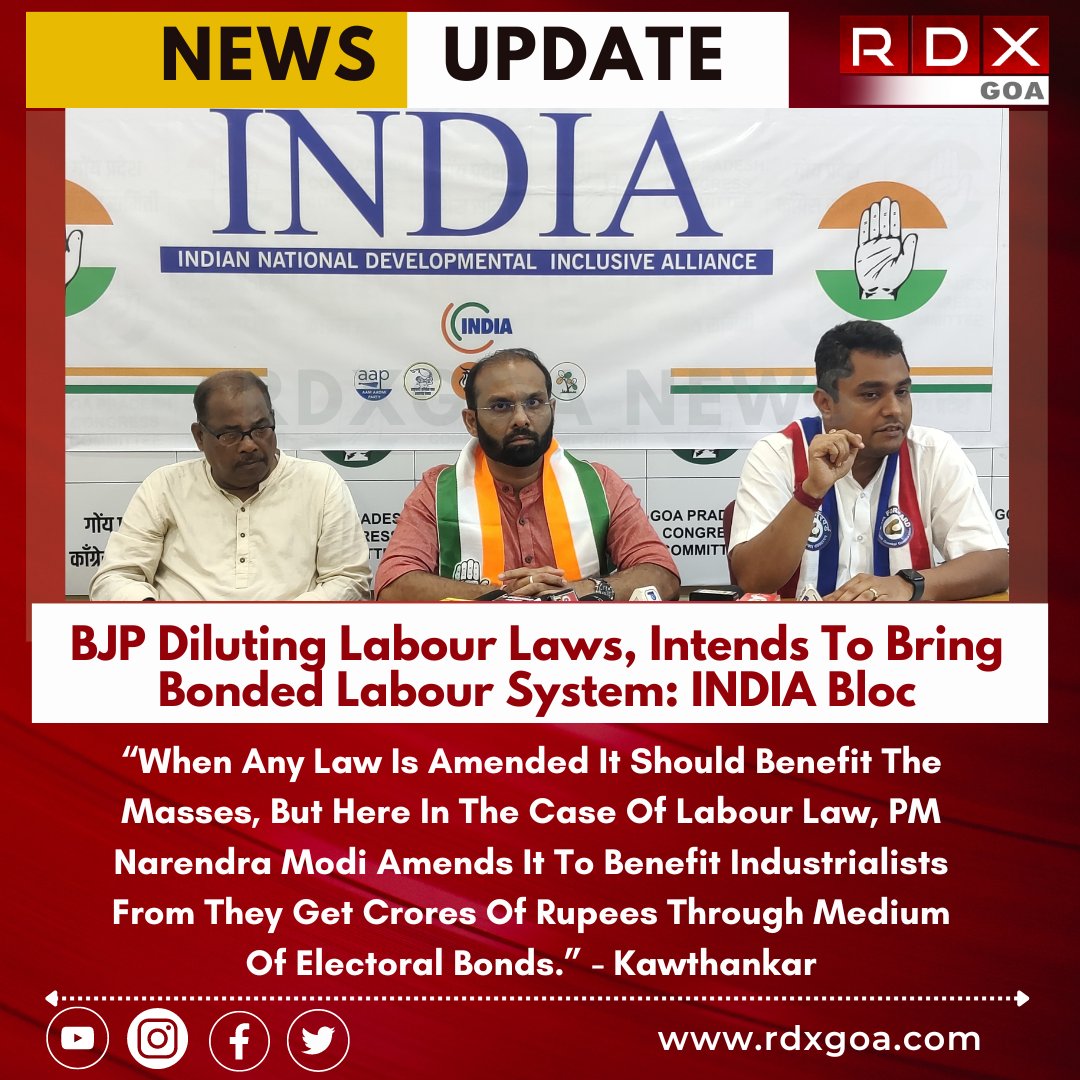 #BJP Diluting Labour Laws, Intends To Bring Bonded Labour System: #INDIA Bloc