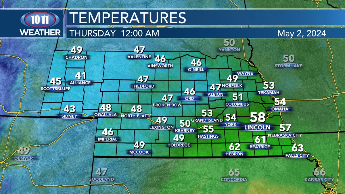 It's midnight! Here's a look at temperatures across the state.