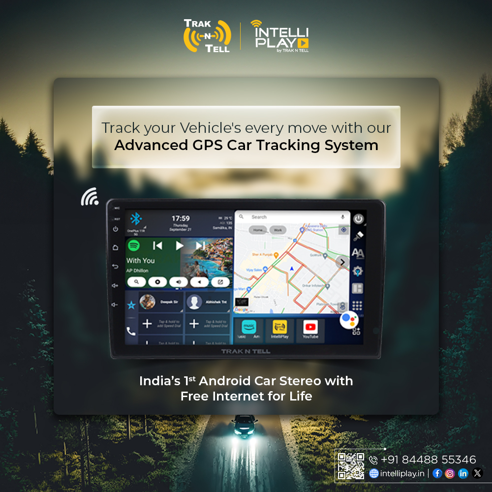 🚗Introducing our Advanced Android Car Stereo with In-Built Tracker. Never lose sight of your vehicle again – monitor its every move with precision and peace of mind. Safety and security at your fingertips. #GPS #CarTracking #SafetyFirst #Trakntell #IntelliPlay 🛣️✨