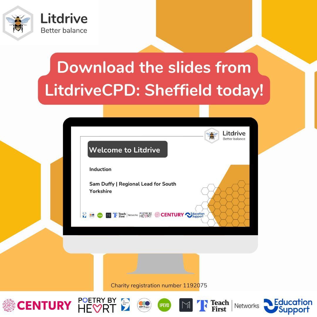 📖 Litdrive CPD 📖

The slides from our fantastic LitdriveCPD event in Sheffield in March are now available for all our members. 🐝 

Find them here: buff.ly/3watSTo  

#LitdriveCPD #TeamEnglish @Team_English1