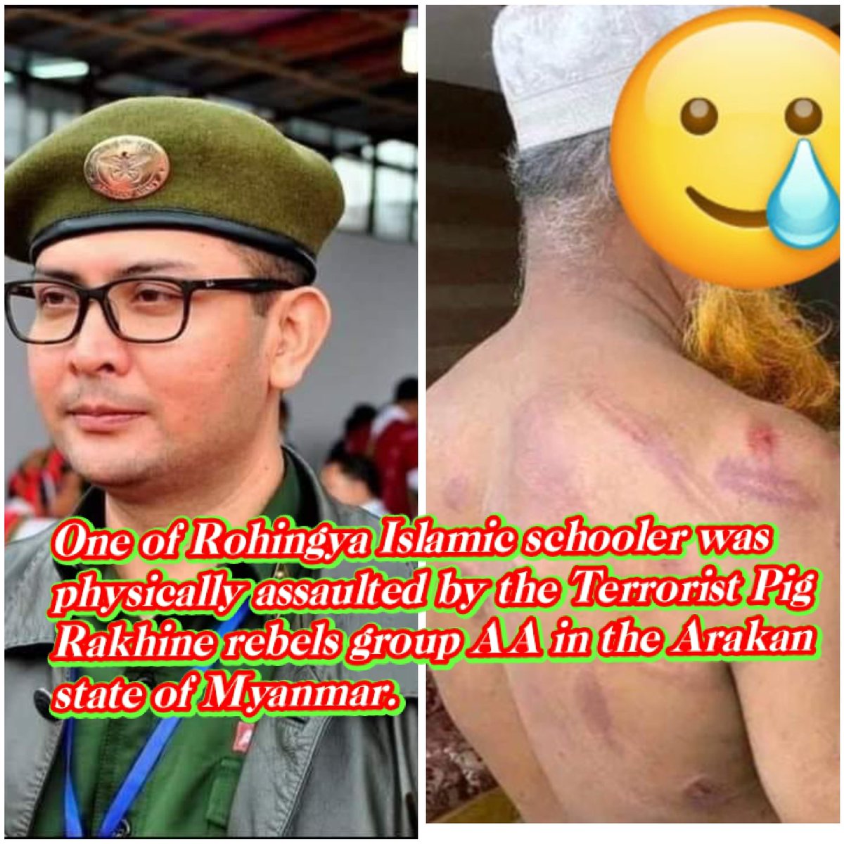 In Buthidaung township Arakan state of Myanmar a Rohingya Islamic schooler was physically assaulted by the terrorist Rakhine rebels group AA members.When asked for food,he refused,so prompting a physical assault by terrorist AA members,highlighting ongoing tensions in the region.