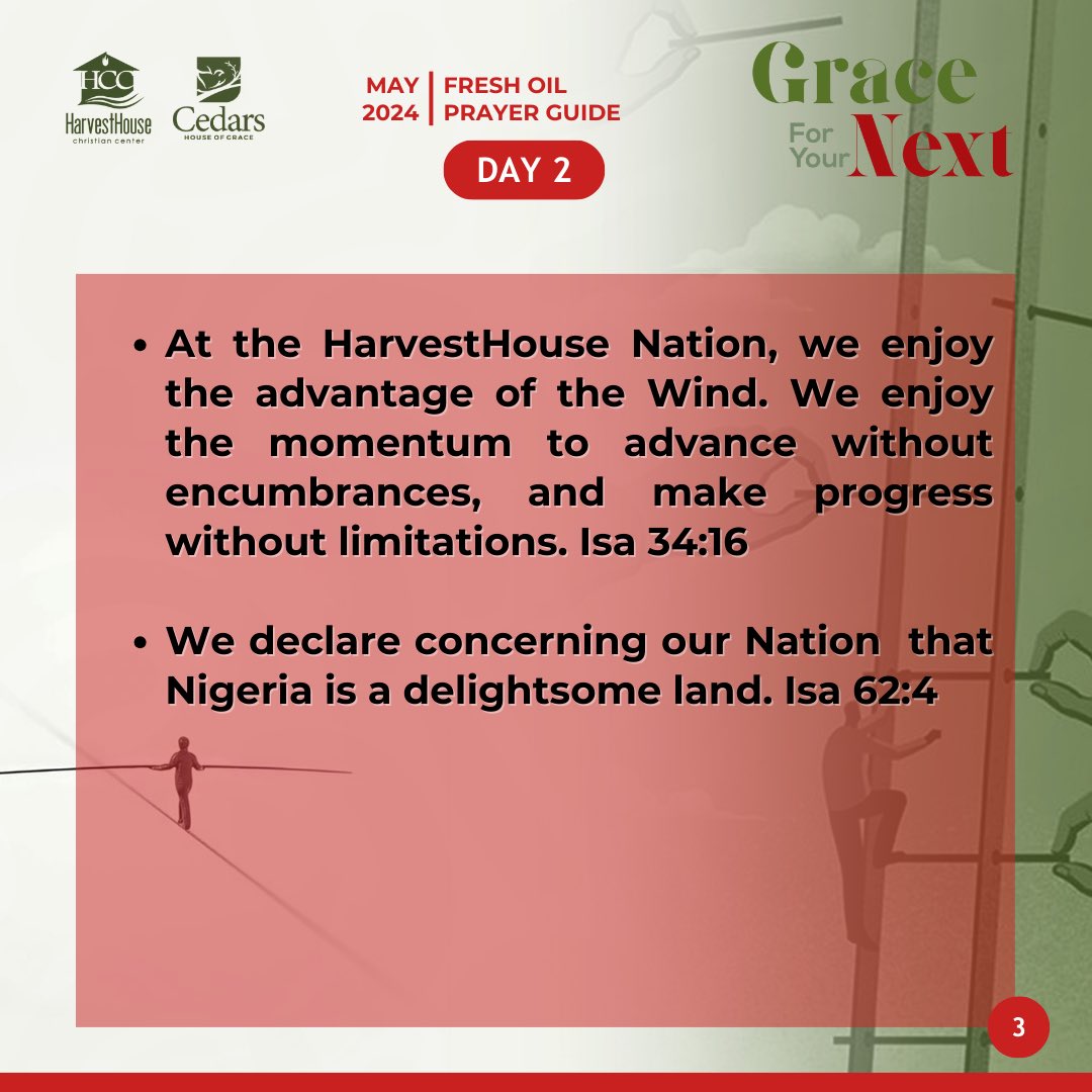 Day 2, May 2024 Fresh Oil Prayer Guide. #HarvestHouseNation