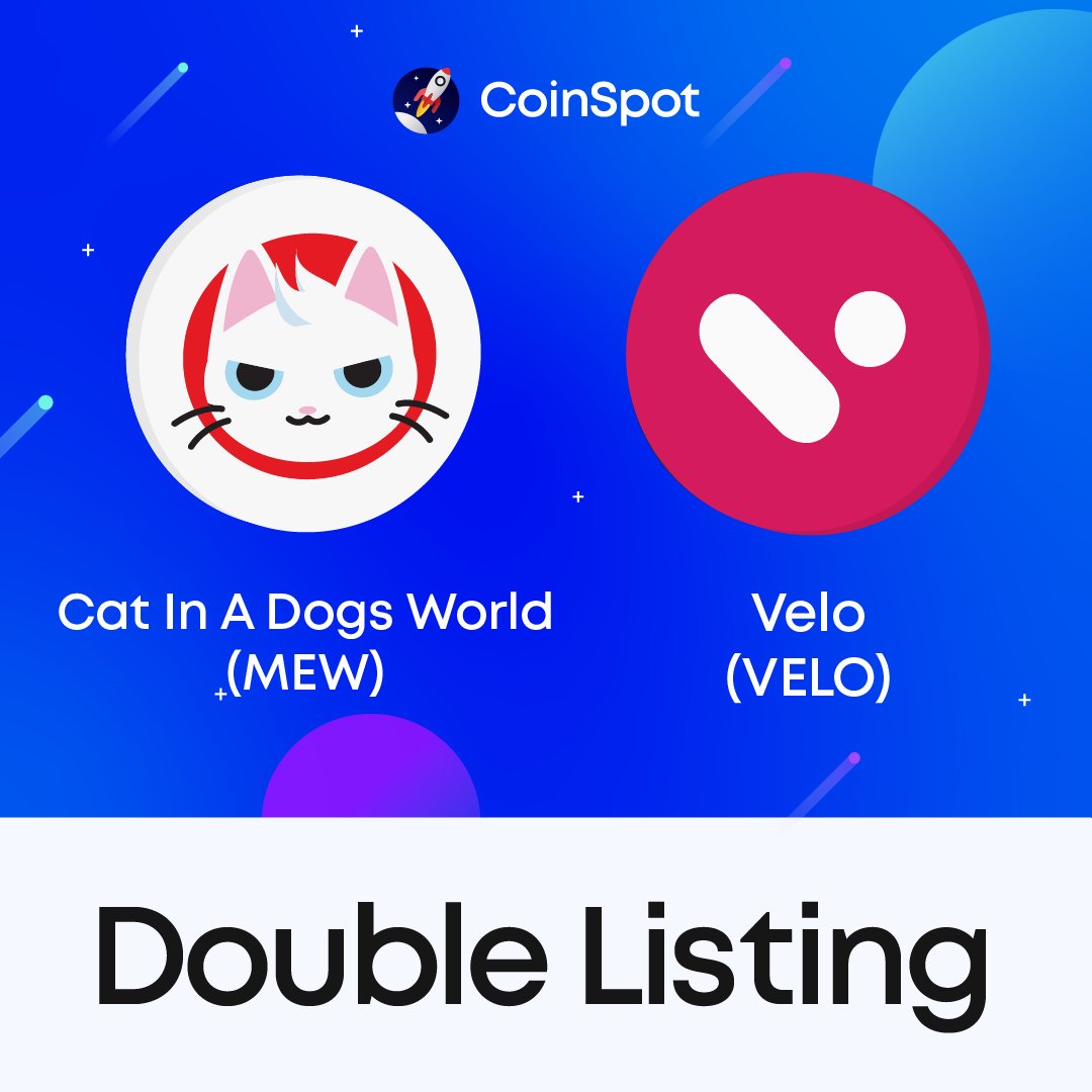 We have just listed MEW &amp; VELO! 🔥

Repost for the chance to win $100 of MEW or VELO 💸

coinspot.com.au/buy/mew
coinspot.com.au/buy/velo

Happy trading!