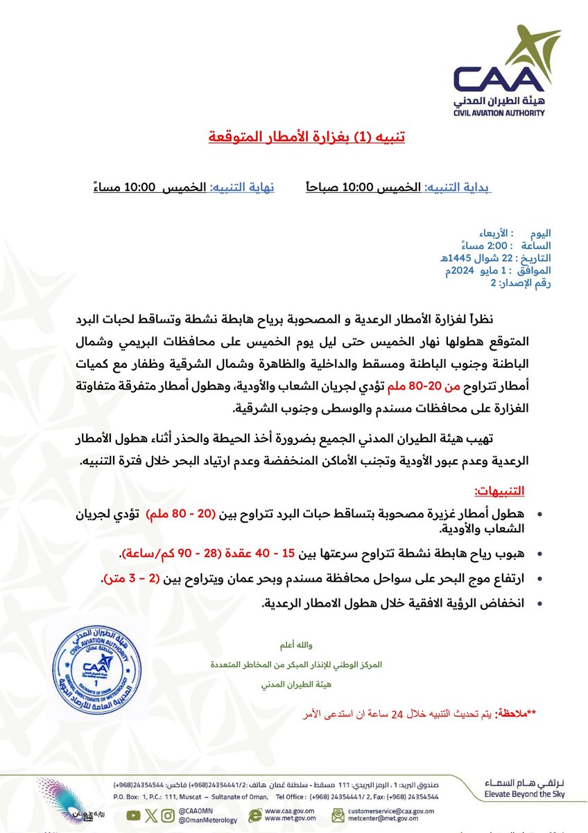 تنبيه بغزارة الامطار 
#اخدود_الإكرام 
#صحار