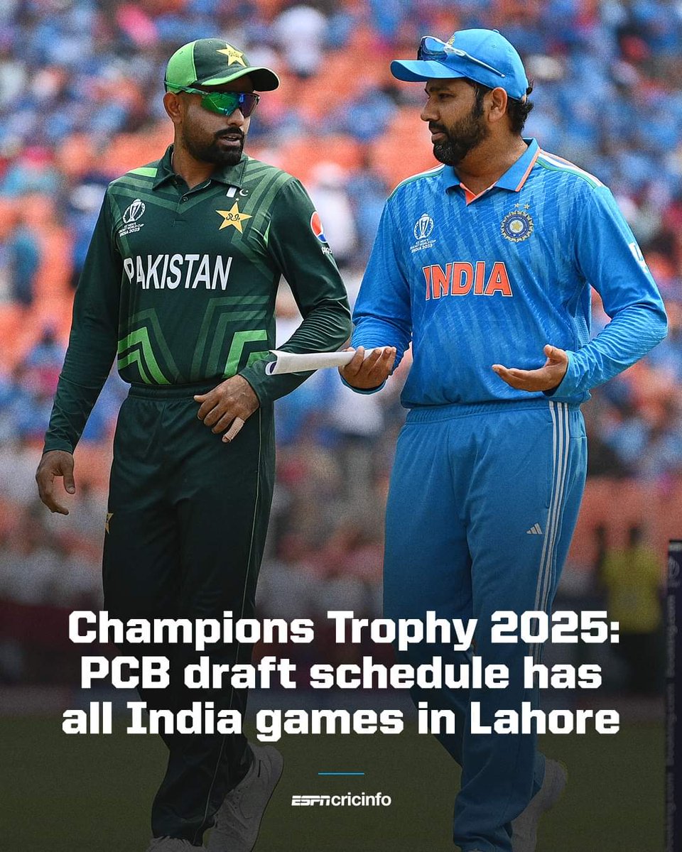 'Breaking: PCB announces Champions Trophy schedule! India to play all matches in Lahore, including the final!  (ESPNcricinfo )
#ChampionsTrophy #Lahore #IndiaVsPakistan