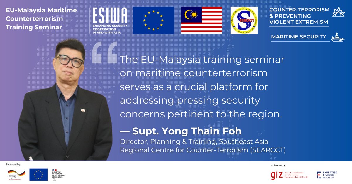 🙏 Thank you Supt. Yong Thain Foh, Director, Planning & Training, @searcct2003 for addressing our #TeamEurope training in Sabah. 🗞 Press release 👉 eeas.europa.eu/delegations/ma… 🤝 Organised by @EUinMalaysia + @searcct2003 + @ESIWA_EU #EUDefence #EUIndoPacific #EUMalaysia #CPVE