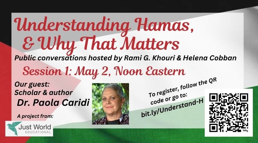 Thursday noon US EASTERN time. For those interested in facts and critical context about Hamas,this will be useful.
