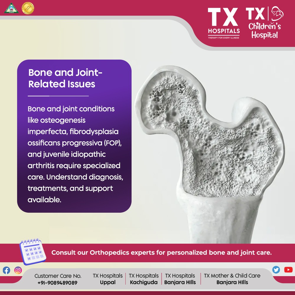 Expert care for complex bone and joint issues 🦴. Tackle osteogenesis imperfecta, FOP, and juvenile arthritis with our specialized Orthopedics team. Book Now: txhospitals.in/specialities/o… Call Now: 9089489089 #Orthopedics #JointHealth