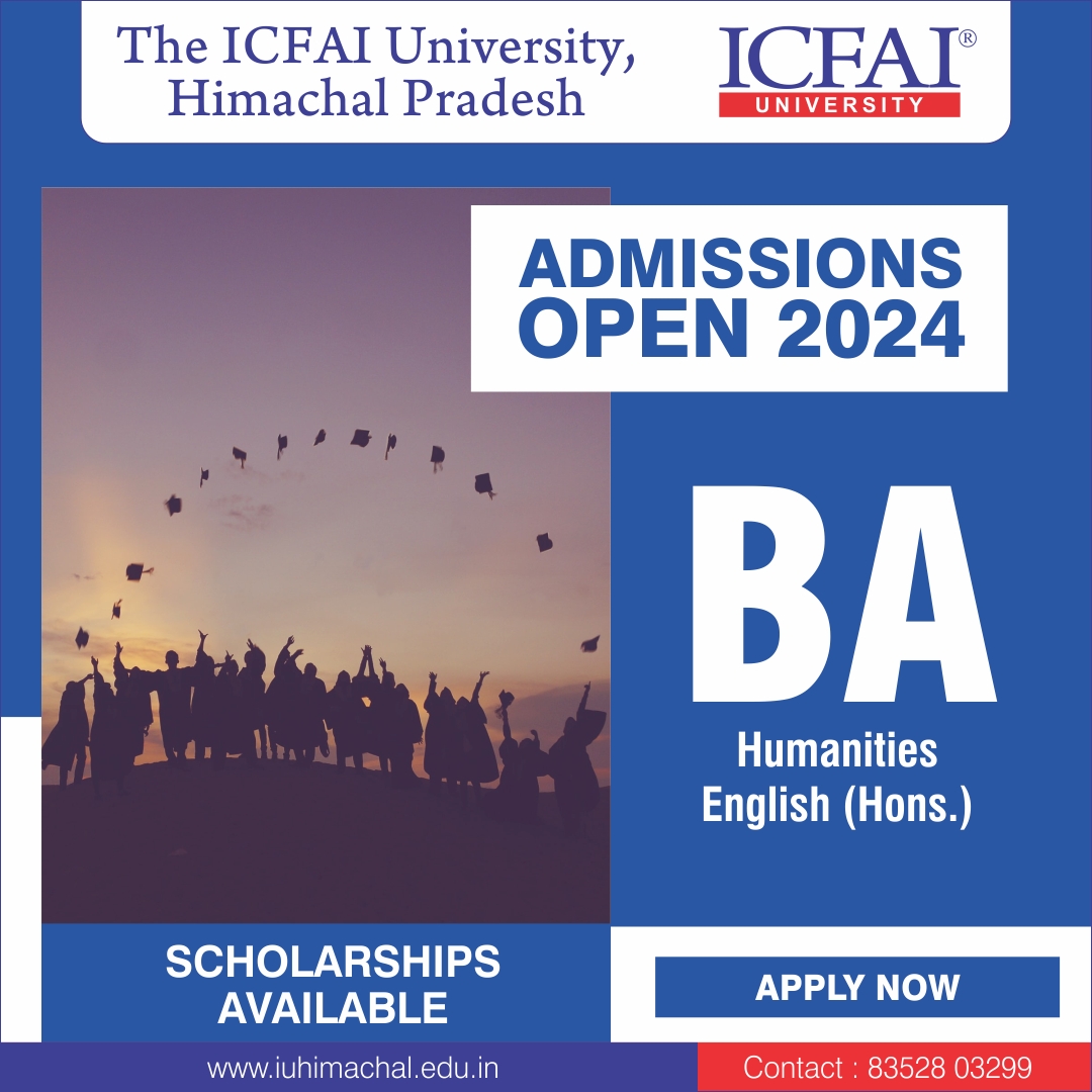 🎓 Exciting News! Admissions are now open for the BA program with a focus on Humanities and English (Hons.) for the year 2024!
🌐 iuhimachal.edu.in/Admissions/202…
📞 Contact : 83528 03299
#AdmissionsOpen #BA #Humanities #EnglishHons #ApplyNow #icfai #topuniversityinindia #topuniversity