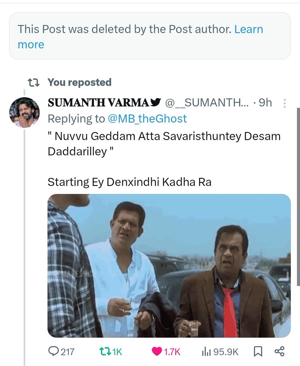 @MB_theGhost Ninnati post enduku delete chesav kojja lanxa kodaka 😂😂😂😂😂