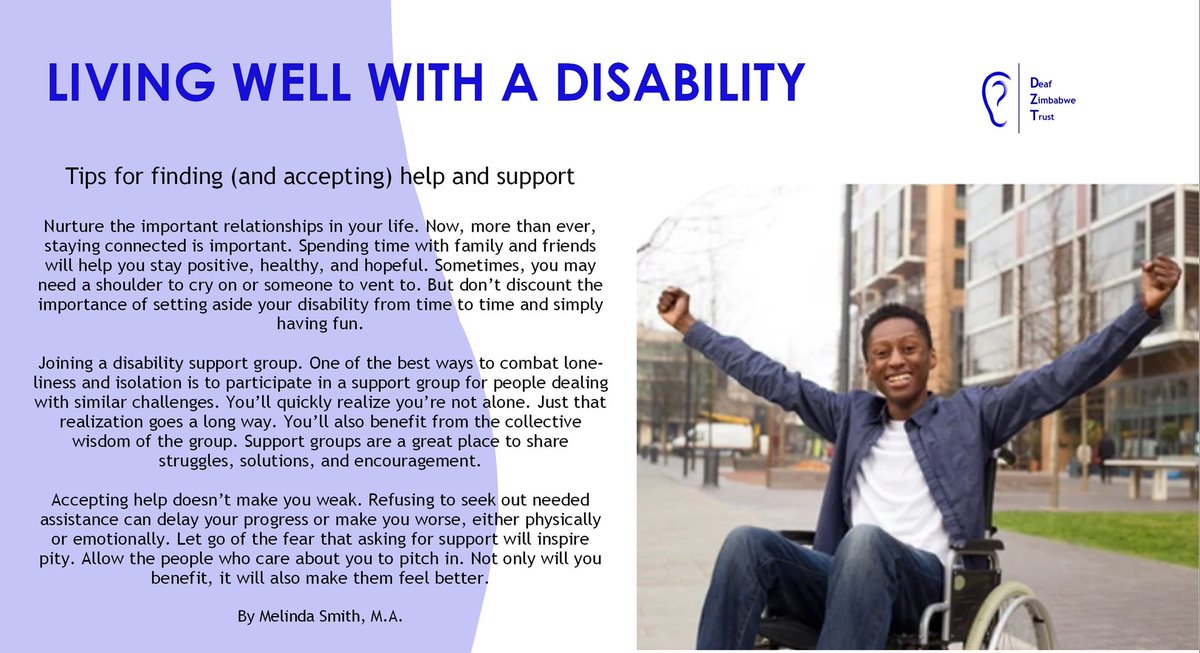 Accepting disability can be very difficult. Find help and support. #disabilitymatters #disabilityawareness #disabilityinclusion @ParliamentZim @263Chat @3KtvZim @capitalkfm @GwiziSoneni @HeraldZimbabwe @OMpslsw @molokele @nangozimbabwe @NewZimbabweCom @NkomwaTrust