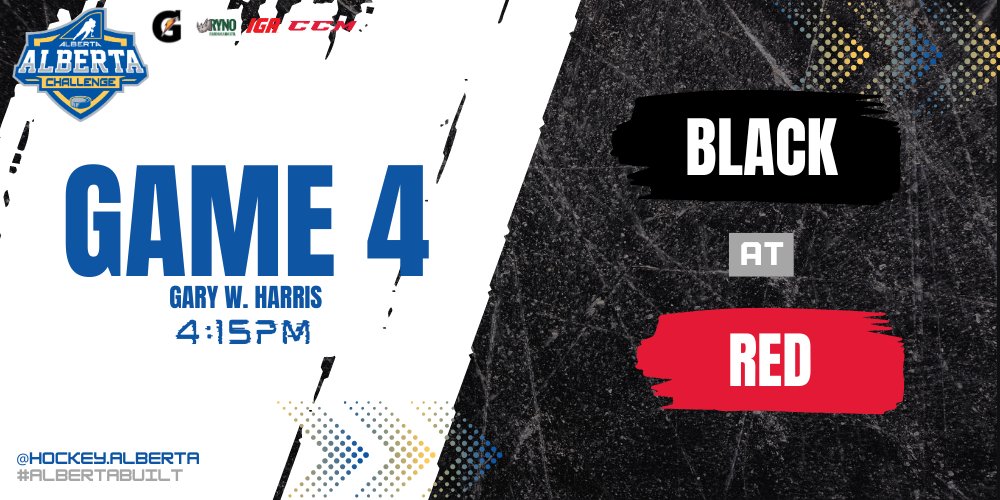 TeamABHockey's tweet photo. It's the fourth game of the Alberta Challenge with both Alberta Black and Alberta Red playing their second games of the day.

Scores/Schedules/Stats➡️ https://t.co/QoriwuqL2S
Stream➡️https://t.co/ZpAywq6TsS

#ABChallenge | #AlbertaBuilt https://t.co/JJVb2PnBAb