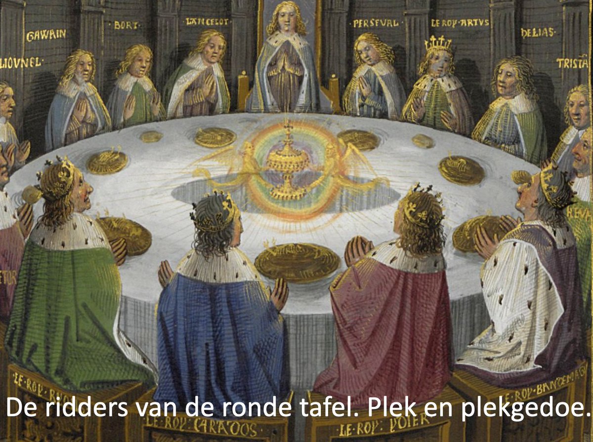 Plek en plekgedoe. Het verhaal van de ridders van de ronde tafel en van hoe King Arthur werd bedrogen door Guinevere en Sir Lancelot, die hij wellicht iets te veel managerial ruimte had gegeven... Een schitterende metafoor om met je team in gesprek te gaan over plekken, ruimte…