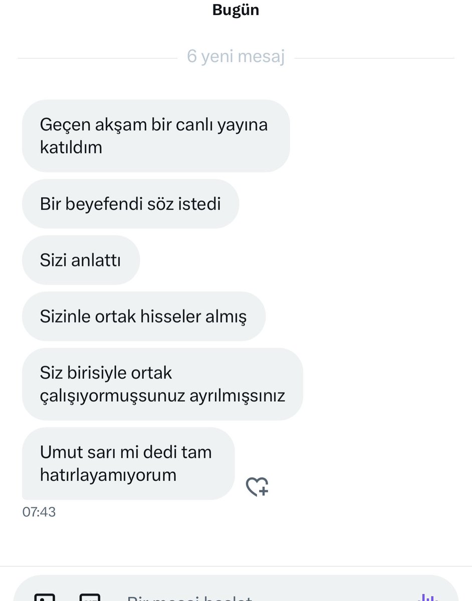 Çok açık ve net bir şekilde belirteyim madem böyle mesajlar geliyor 
Bu söylentileri kim yayıyorsa bilin ki o orospu çocuqudur.
Şu alemde değil ismi geçen şahıslarla kralıyla dahi iş tutmam 
Borsa aleminde birlikte iş tuttuğum Allah’ın kulu yoktur 
Biri size böyle şeyler…