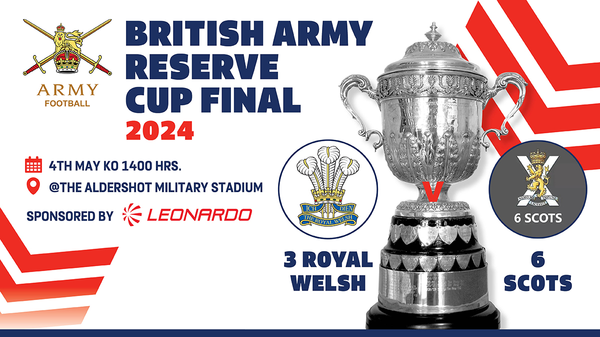 On Saturday @3royalWelsh and @6SCOTS will go head to head in the Army Reserve Cup Final at the Aldershot Military Stadium. The KO is 14.00hrs and entry is free.