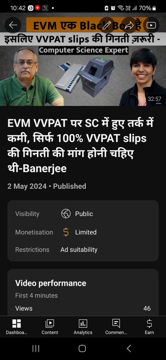 @YouTube @TeamYouTube @YouTubeIndia 
Please explain why are you not monetising #evmvvpat videos?
I have seen a pattern that you monetise EVM videos after it is on air for 24 hours. Why suddenly NOT an Ad Suitable video becomes an Ad Suitable video after 24 hours?
I have lost a…