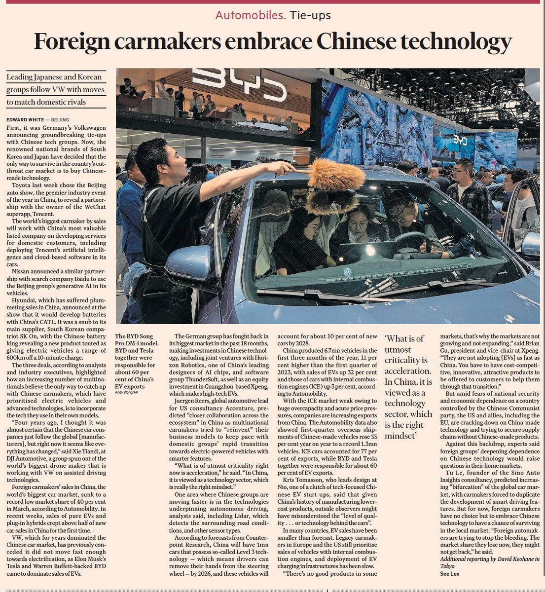 Once upon a time, China was considered to known as sweat shop and assembly centre of the world.
Now the same China is supplying technology to global carmakers!
#India
#IndianEconomy
#Economy
#Bharat
#China
#ChineseEconomy
#Export
#Import