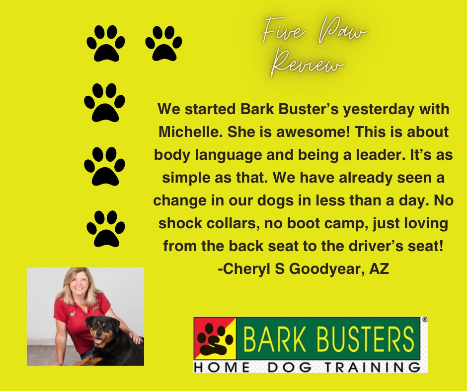 BarkBustersPhx's tweet photo. Bark Busters Phoenix love our customers and their pups. Reviews make our day! #dogtraining #dogtrainernearme #barkbustersphoenix #dogsofinstagram #dogtrainer https://t.co/HcKW23EJLv