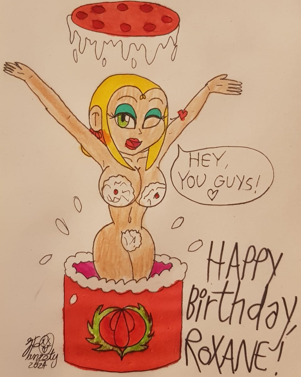 Happy birthday Roxane Emyrold 🍾🥂🥳 #originalcharacter #oc #original_character #femaleoc #female_oc #cake #birthday #drawing