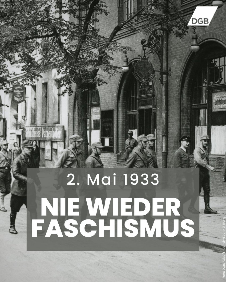 02.Mai 1933 Nazis zerschlagen Gewerkschaften SA+SS besetzen Gewerkschaftshäuser Tausende Gewerkschafter werden verhaftet u. in KZ's verschleppt KEIN VERGEBEN! KEIN VERGESSEN! Die neoliberale AfD ist keine Partei der Arbeiter+Angestellten! #Arbeitgeber #Mindestlohn #1Mai #Mai_Demo