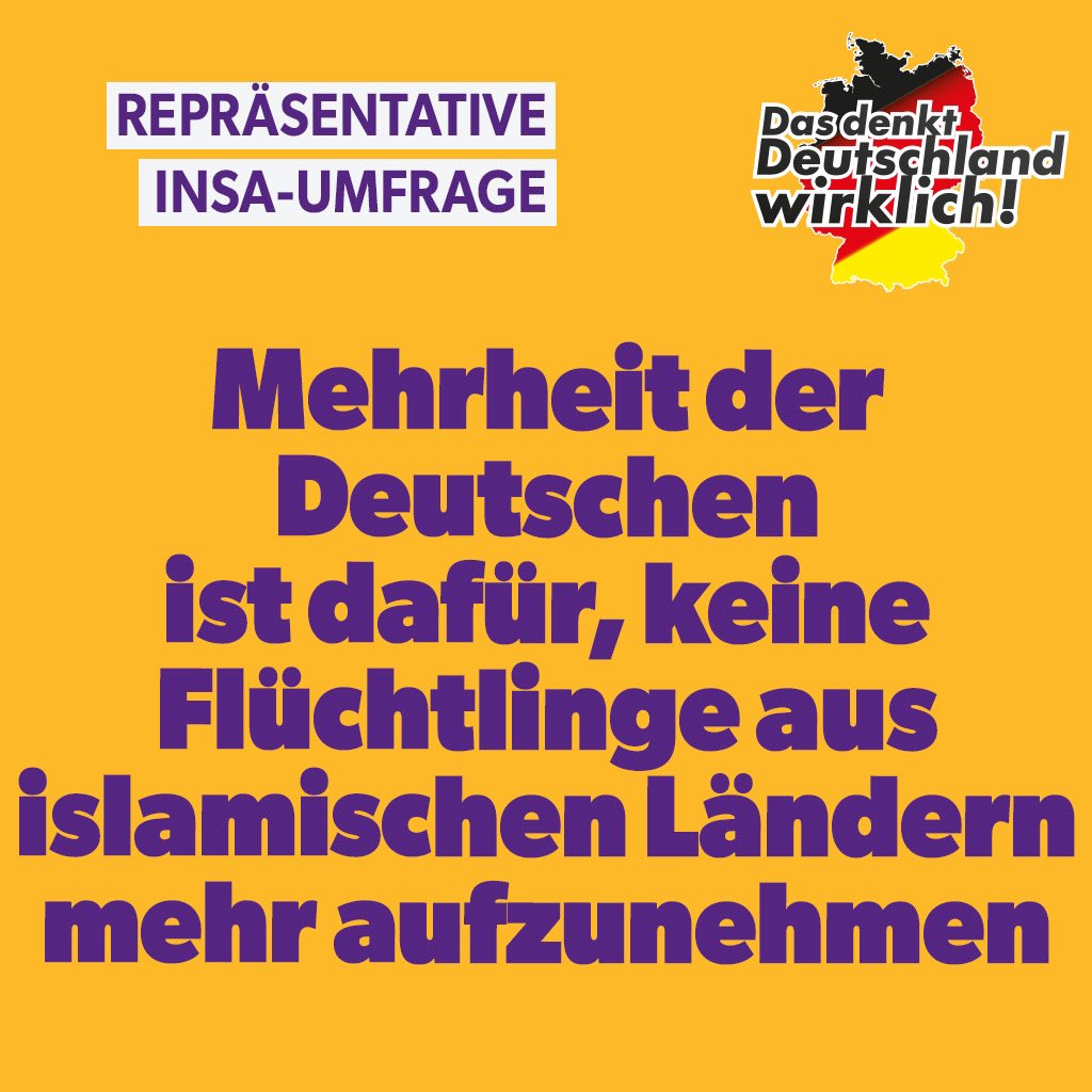 Eine exklusive Insa-Umfrage im Auftrag von NIUS birgt politischen Sprengstoff: Eine Mehrheit der Deutschen will keine Flüchtlinge aus islamischen Ländern mehr aufnehmen und hat Angst zur Minderheit im eigenen Land zu werden. #NIUS nius.de/common/repraes…