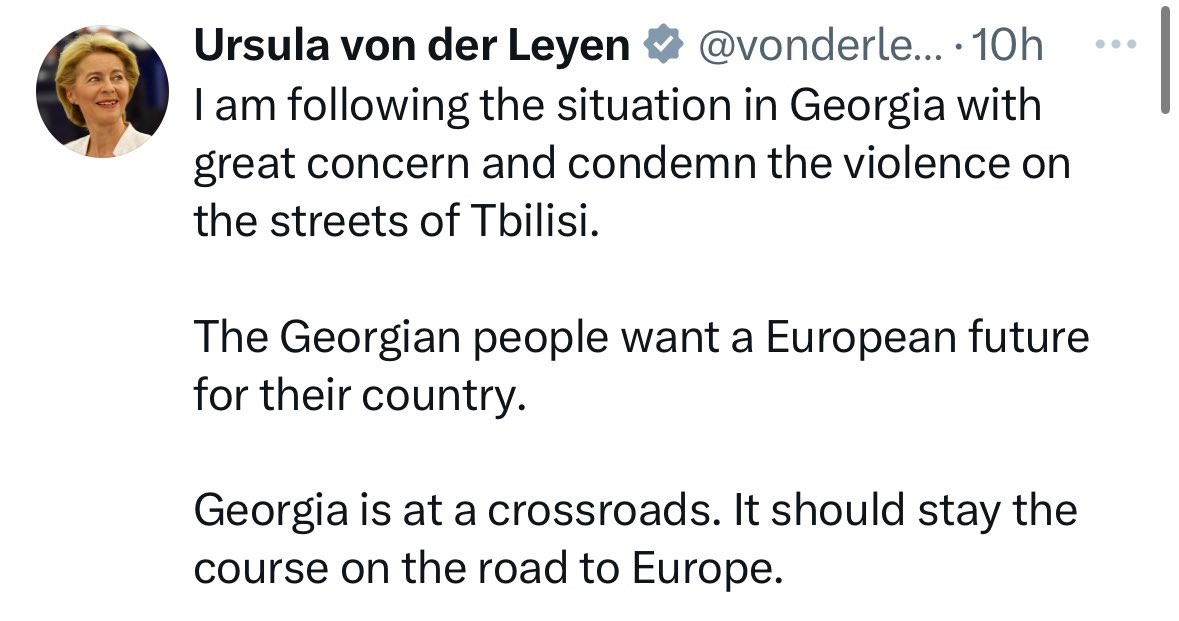 Ich wette, dass 8 von 10 Deutschen nicht bemerken, dass 🇪🇺Brüssel (unter Anleitung der USA) hinter den Protesten in #Georgien steckt, um einen #Maidan 2.0 zu initiieren, mit die Ziel das Land zu kippen und es mit dem gewonnenen Einfluss gegen #Russland einzusetzen.

#Georgia